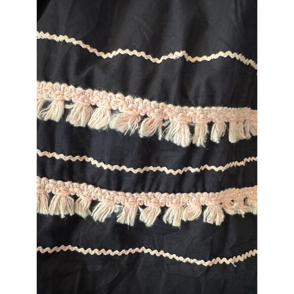 VTG Retro Unbranded Black summer fit flare dress with pink tassel trim medium - Picture 13 of 16